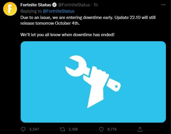 Actualización de Fortnite 22.10 hoy