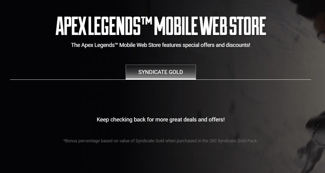Tienda web móvil de Apex Legends