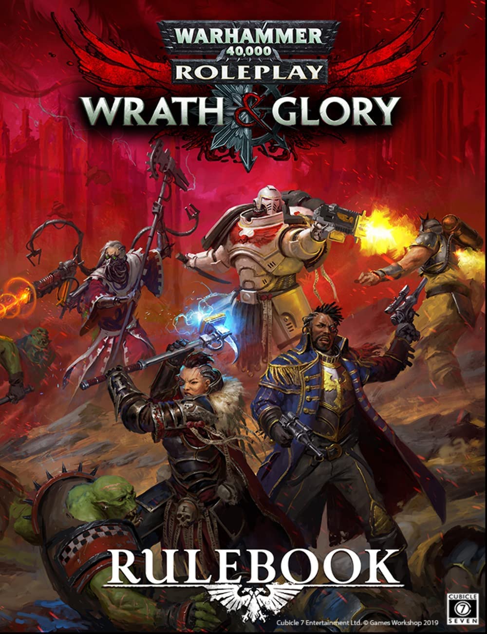 La portada de Warhammer 40,000: Wrath & Glory.