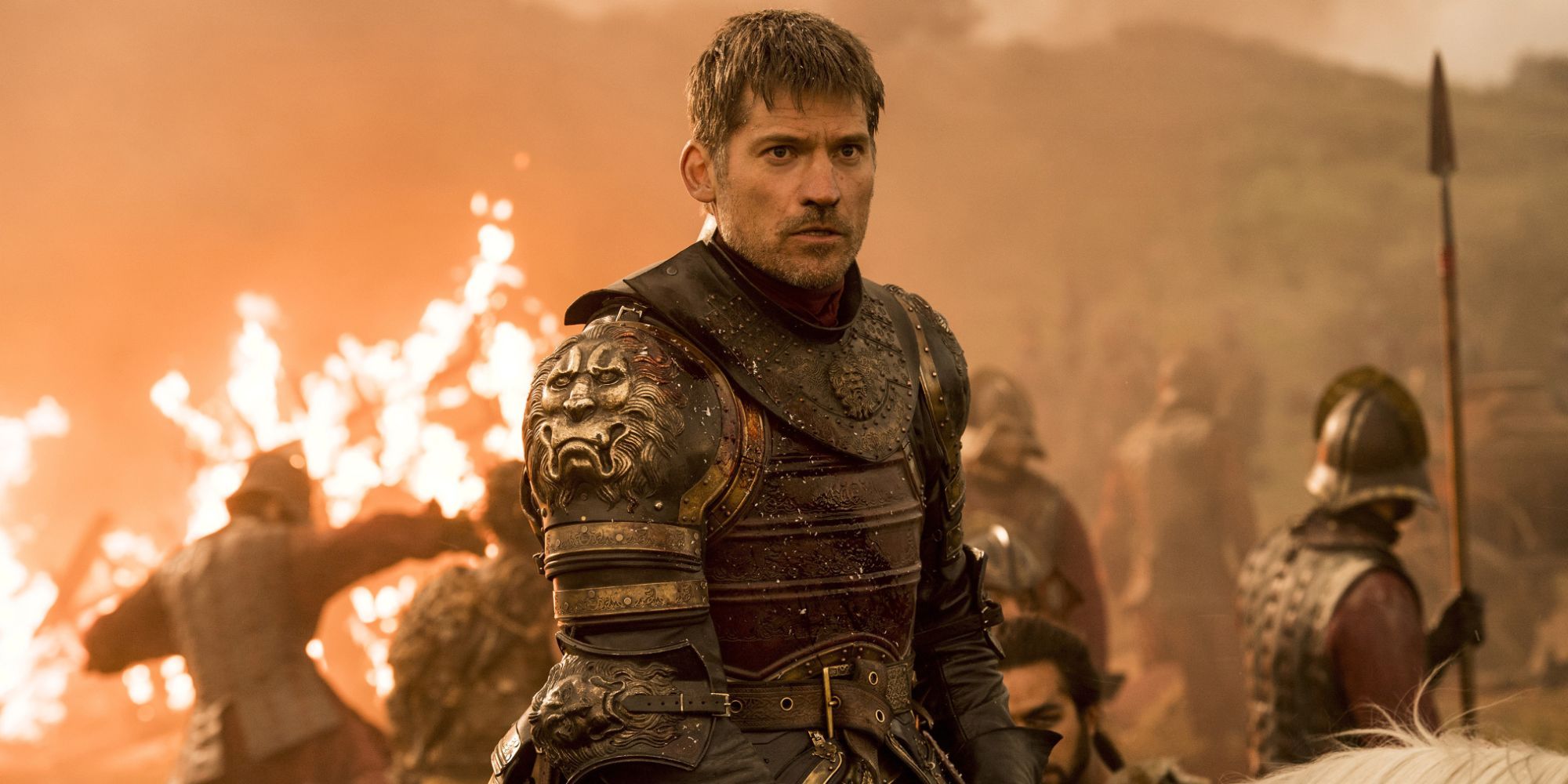 Nikolaj Coster-Waldau como Jaime Lannister en batalla en Game of Thrones.
