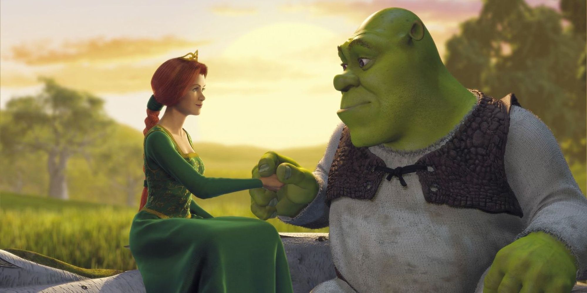 Shrek y Fiona en la primera película de Shrek