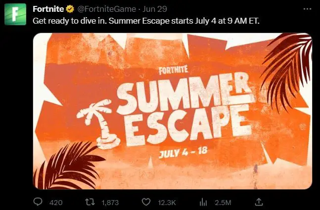 Actualización del evento Fortnite Summer Escape