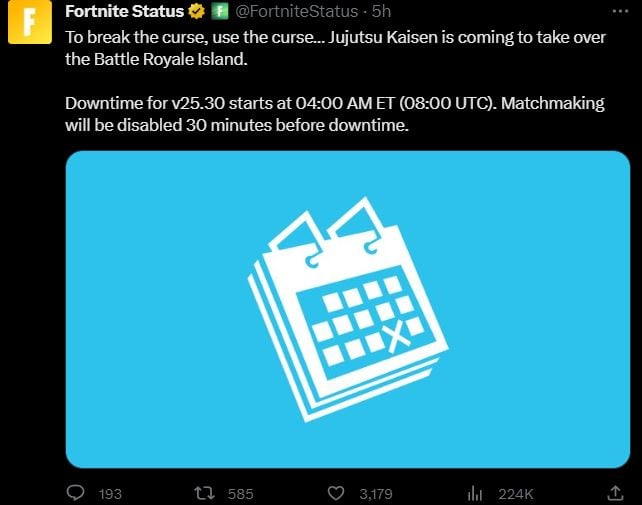Tiempo de inactividad del servidor de actualización de Fortnite 3.98 8 de agosto de 2023