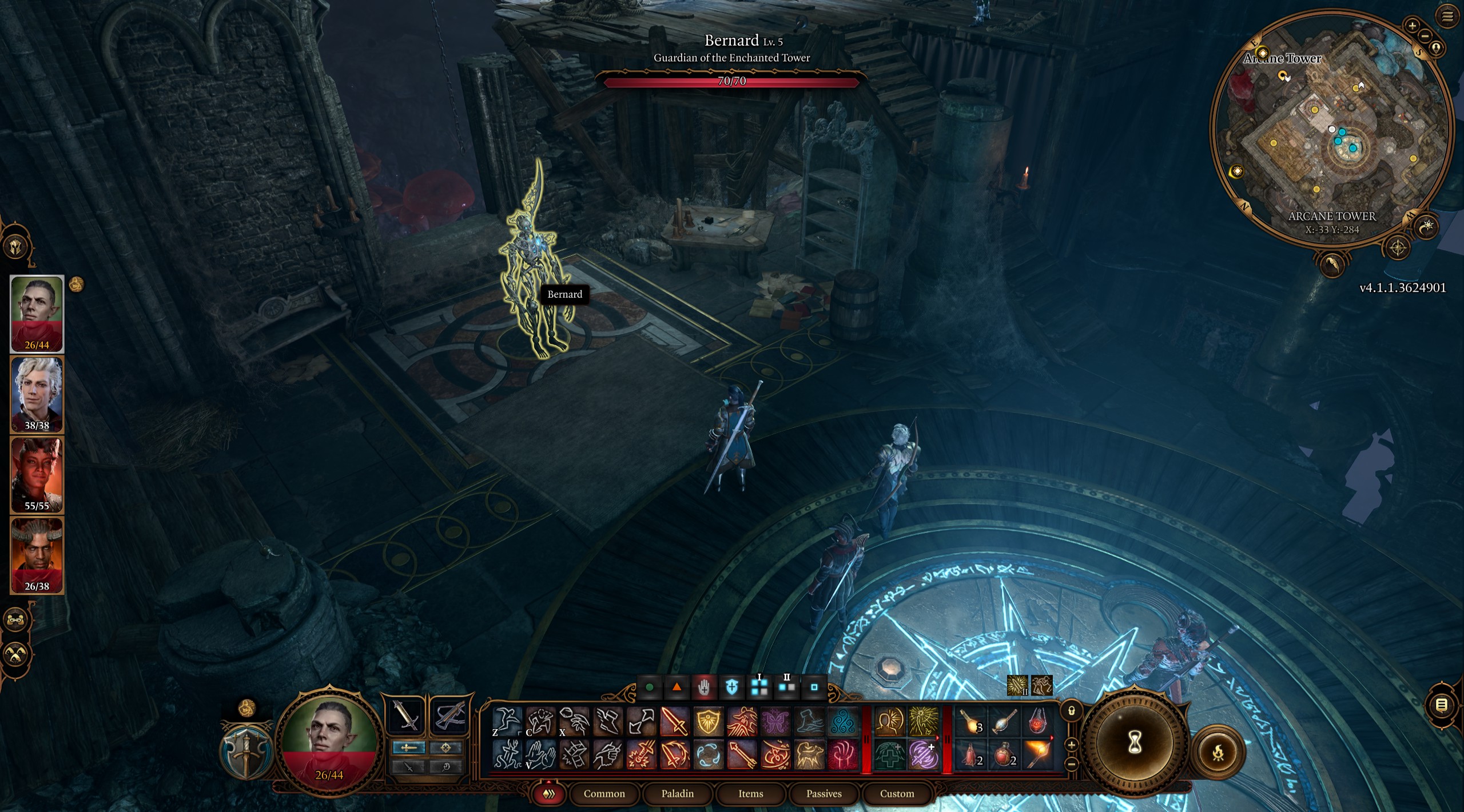 Parte superior de Baldur's Gate 3 Arcane Tower con Bernard, el robot mayordomo Baldur's Gate 3