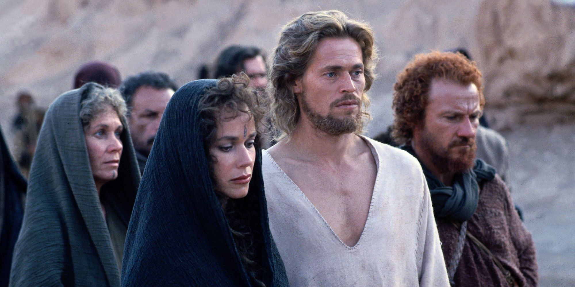 Barbara Hershey, Willem Dafoe y Harvey Keitel en La última tentación de Cristo