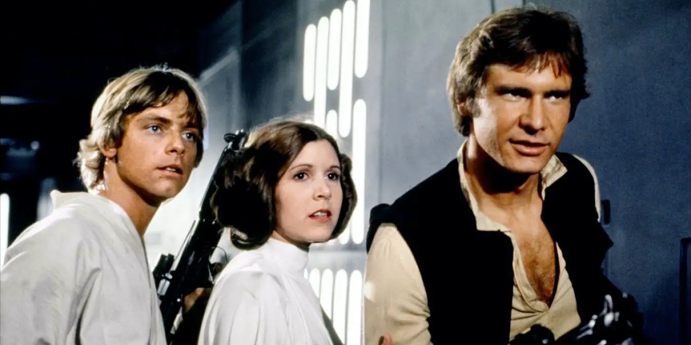 Luke, Leia y Han en Star Wars Episodio IV Una Nueva Esperanza