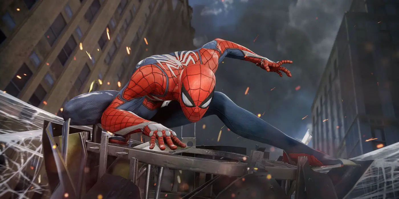 Spidey posando como héroe en Marvel's Spider-Man