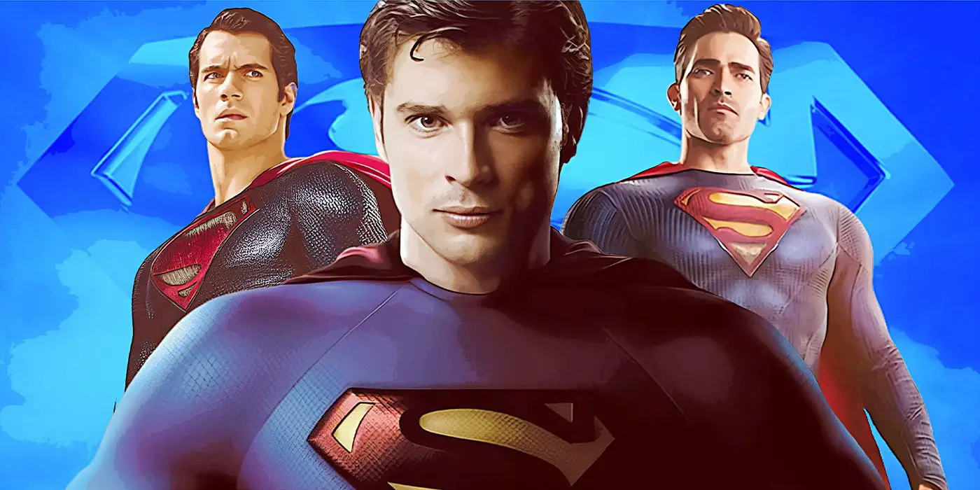 Tom Welling, Henry Cavill y Tyler Hoechlin como Superman