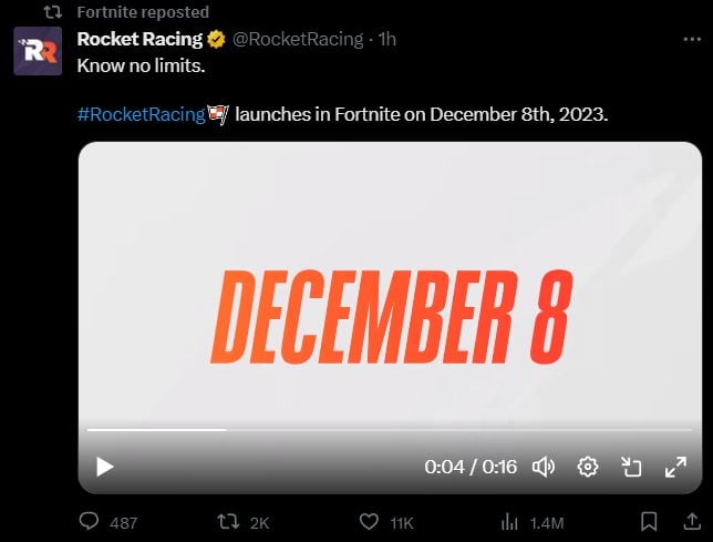Fecha de lanzamiento de Rocket Racing Fortnite