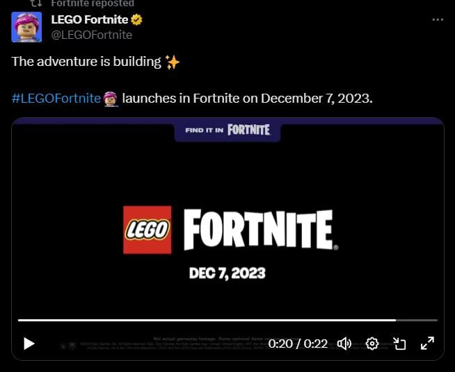 Lego Fortnite establece fecha de lanzamiento de colaboración