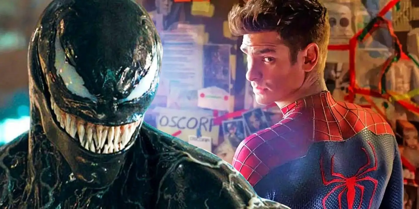 Imagen personalizada de Venom de Tom Hardy y Spider-Man de Andrew Garfield mirándose el uno al otro