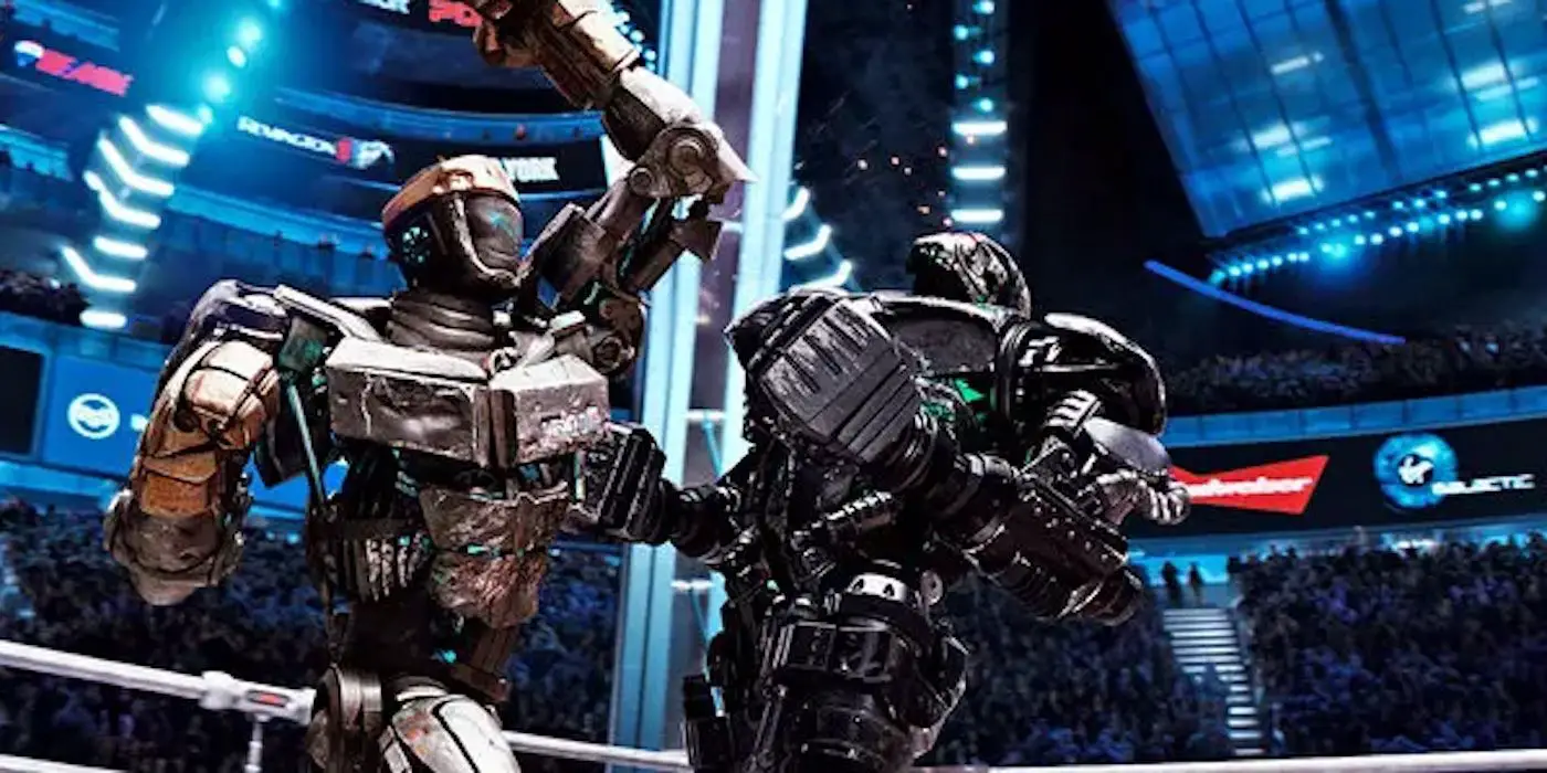 Escena de la pelea final de robots en 'Real Steel'