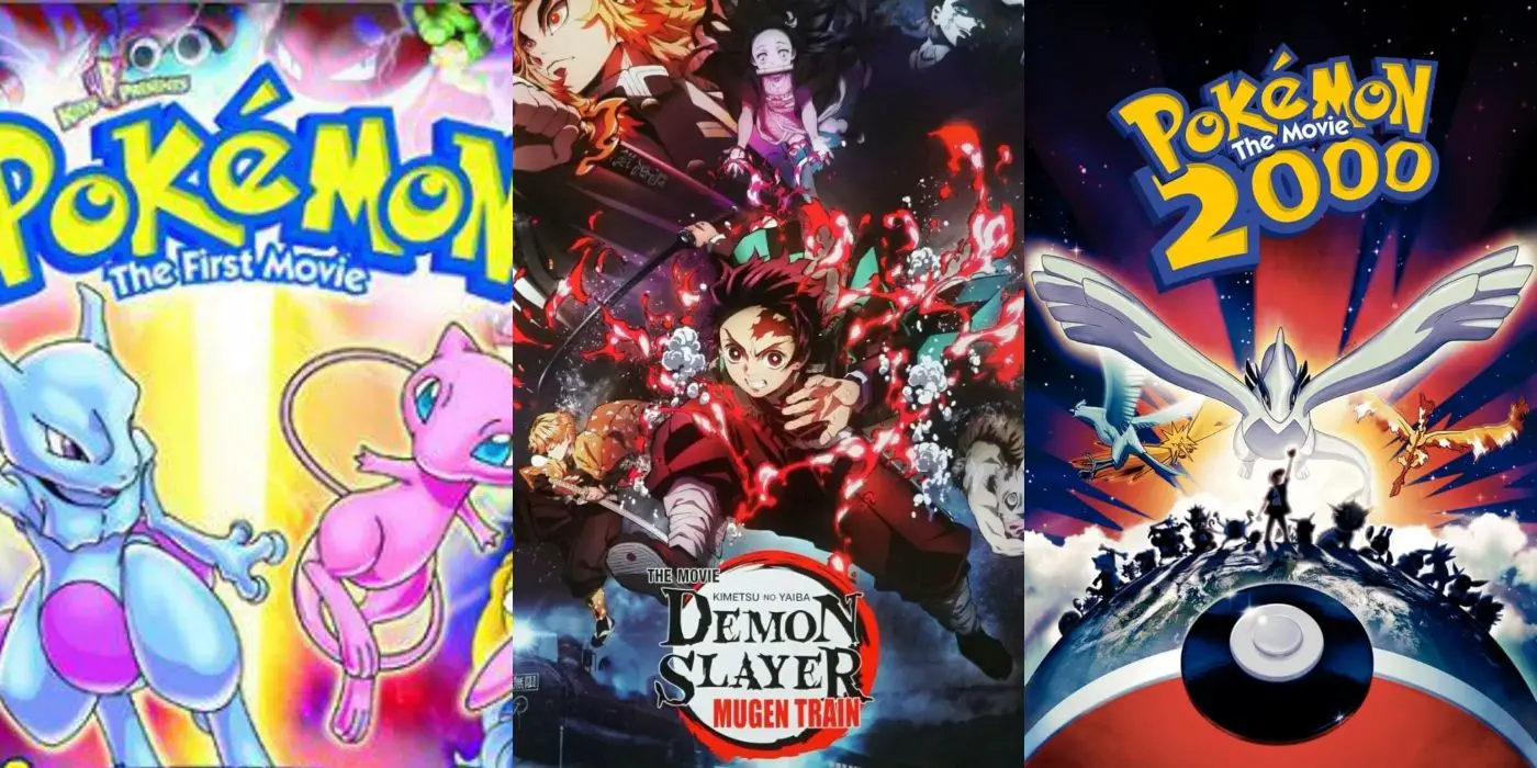 Las 3 mejores películas de anime norteamericanas incluyen Pokémon, la primera película, Demon Slayer Mugen Train y Pokémon, la película 2000.
