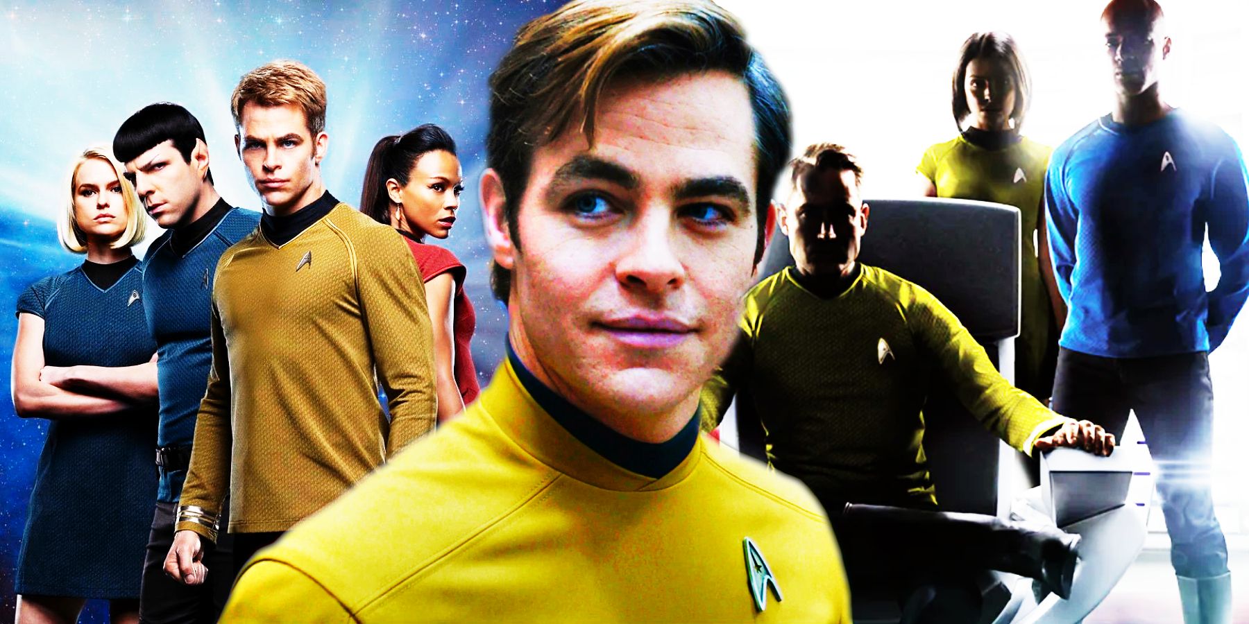 Chris Pine como Kirk, con ilustraciones de Star Trek Beyond y Star Trek Bridge Crew