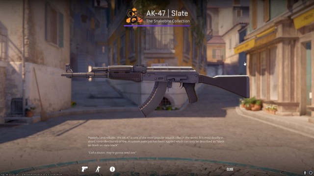 La piel Slate AK-47, un camuflaje completamente gris.