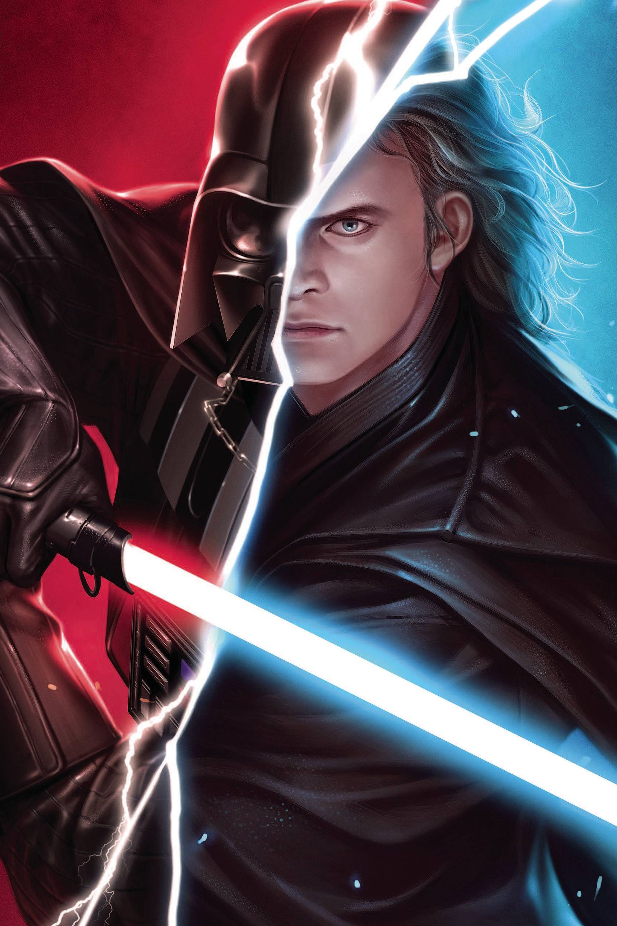 Anakin Skywalker y Darth Vader separados por un rayo