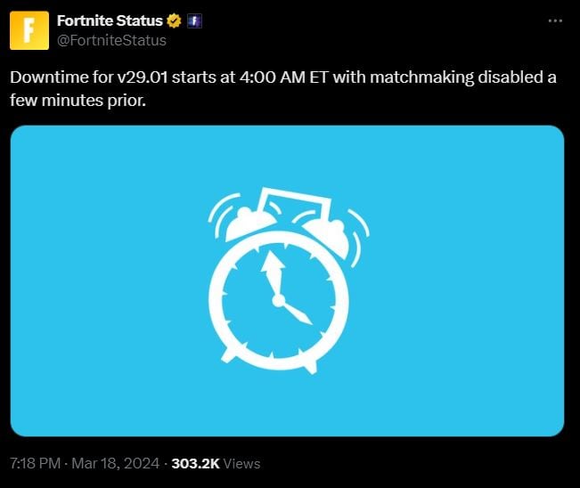 Tiempo de inactividad del servidor Fortnite v29.01 hoy 19 de marzo de 2024