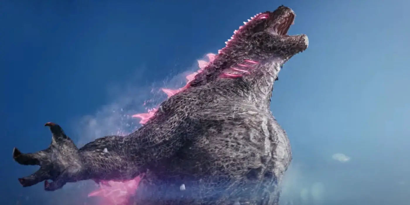 Godzilla ruge hacia el cielo en Godzilla x Kong: The New Empire