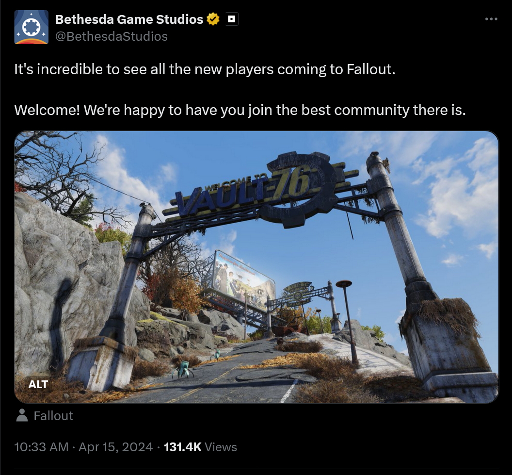 Es increíble ver a todos los nuevos jugadores llegar a Fallout.  ¡Bienvenido!  Estamos felices de que te unas a la mejor comunidad que existe.