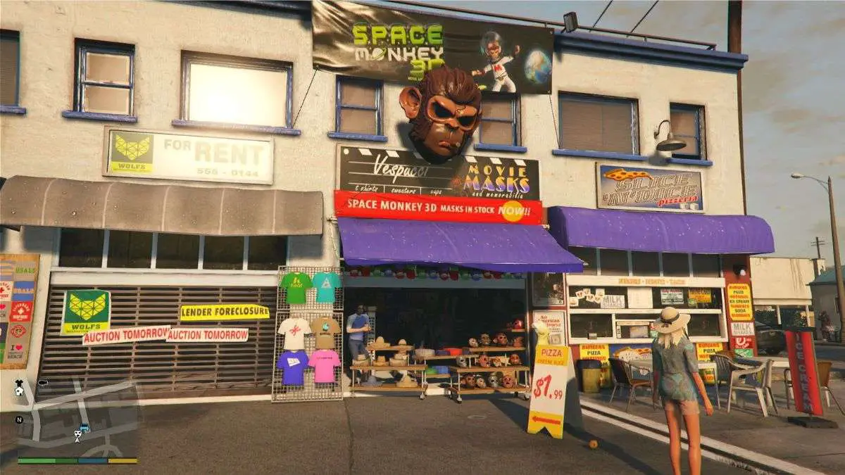 El escaparate de la tienda de máscaras donde los jugadores pueden comprar máscaras en GTA V y GTA Online.