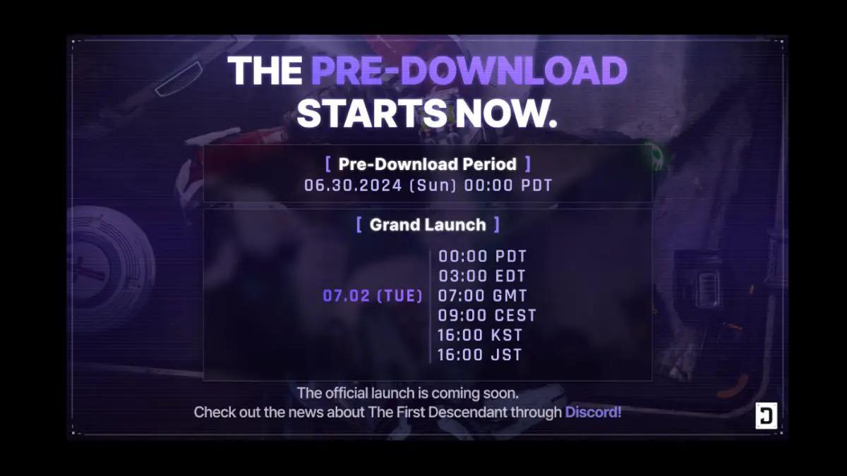 Horarios de lanzamiento de The First Descendant desde la descarga previa del juego. 