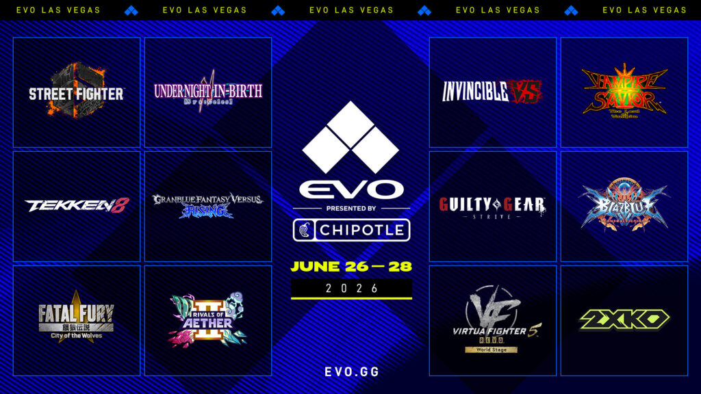 Programación de juegos de Evo Vegas 2026